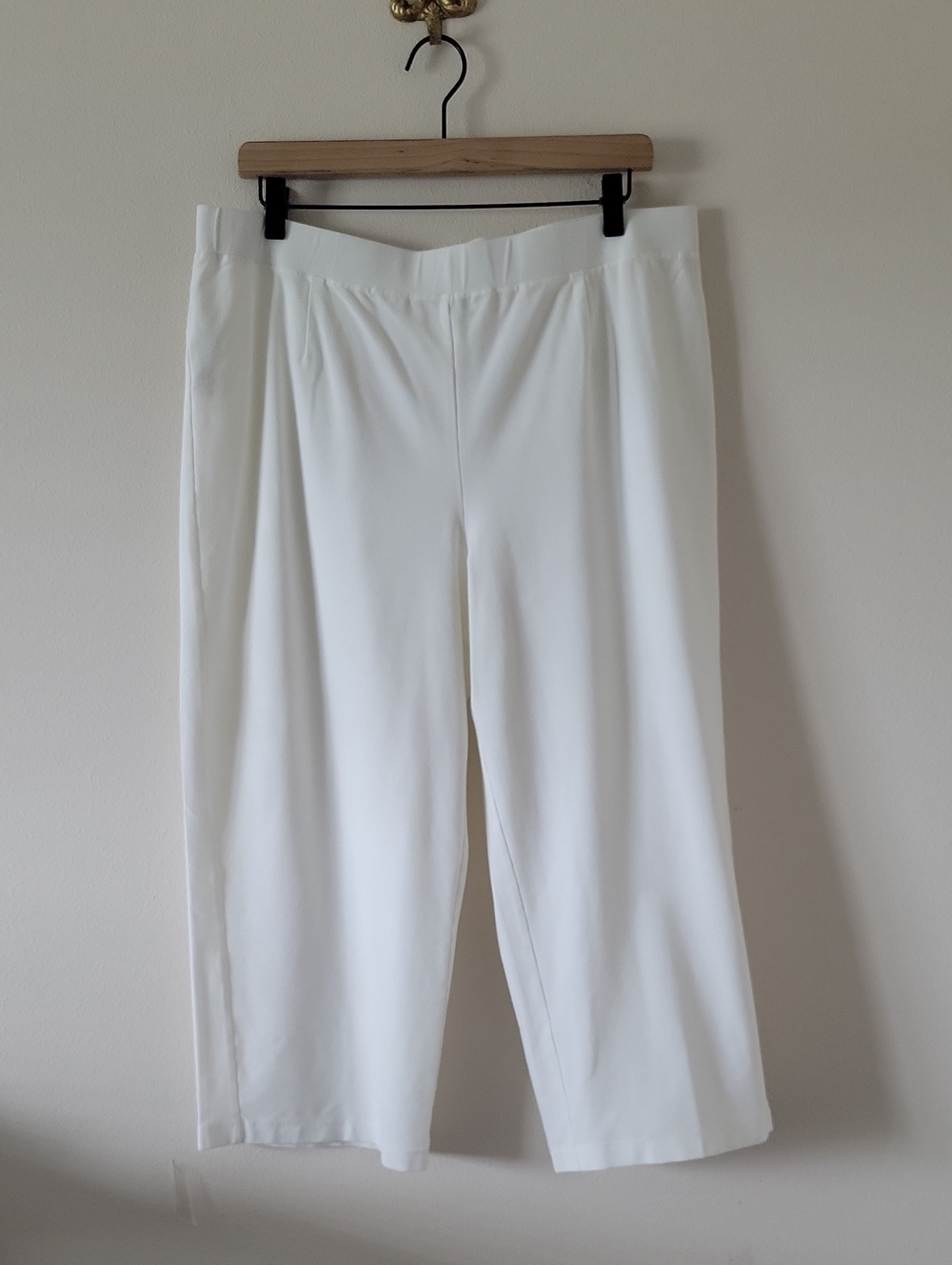 Eileen Fisher Women Stretch Crepe Cropped Pants White Size 1X